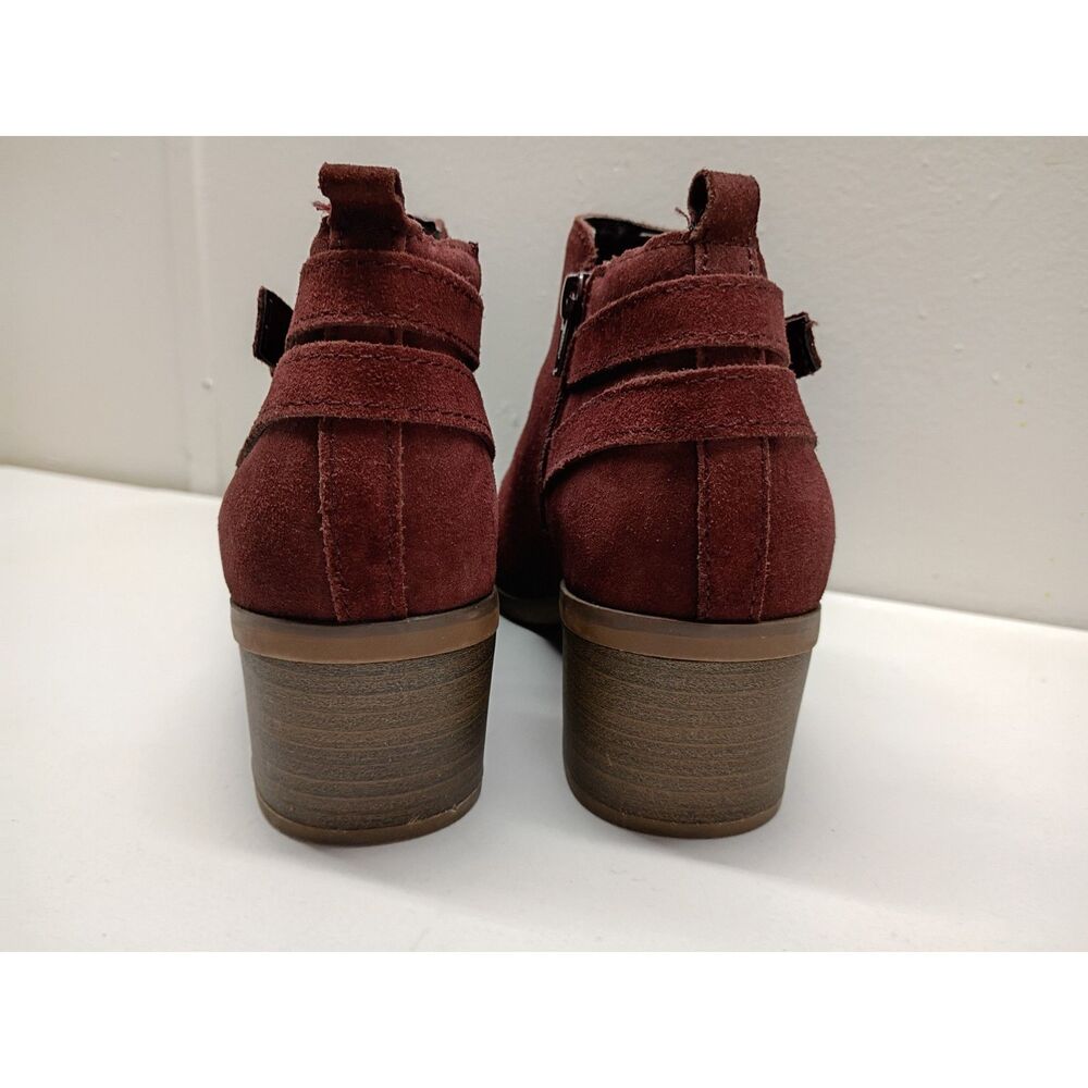 Sonoma Ankle Boots Leather Women's Sz 9M Burgandy Zip Buckle - Picture 9 of 10